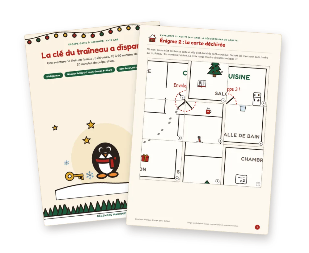 L’escape game de Noël et l’énigme de la carte déchirée
